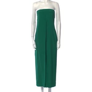 CÉDRIC CHARLIER Strapless Jumpsuit | Green gown | Size US 8